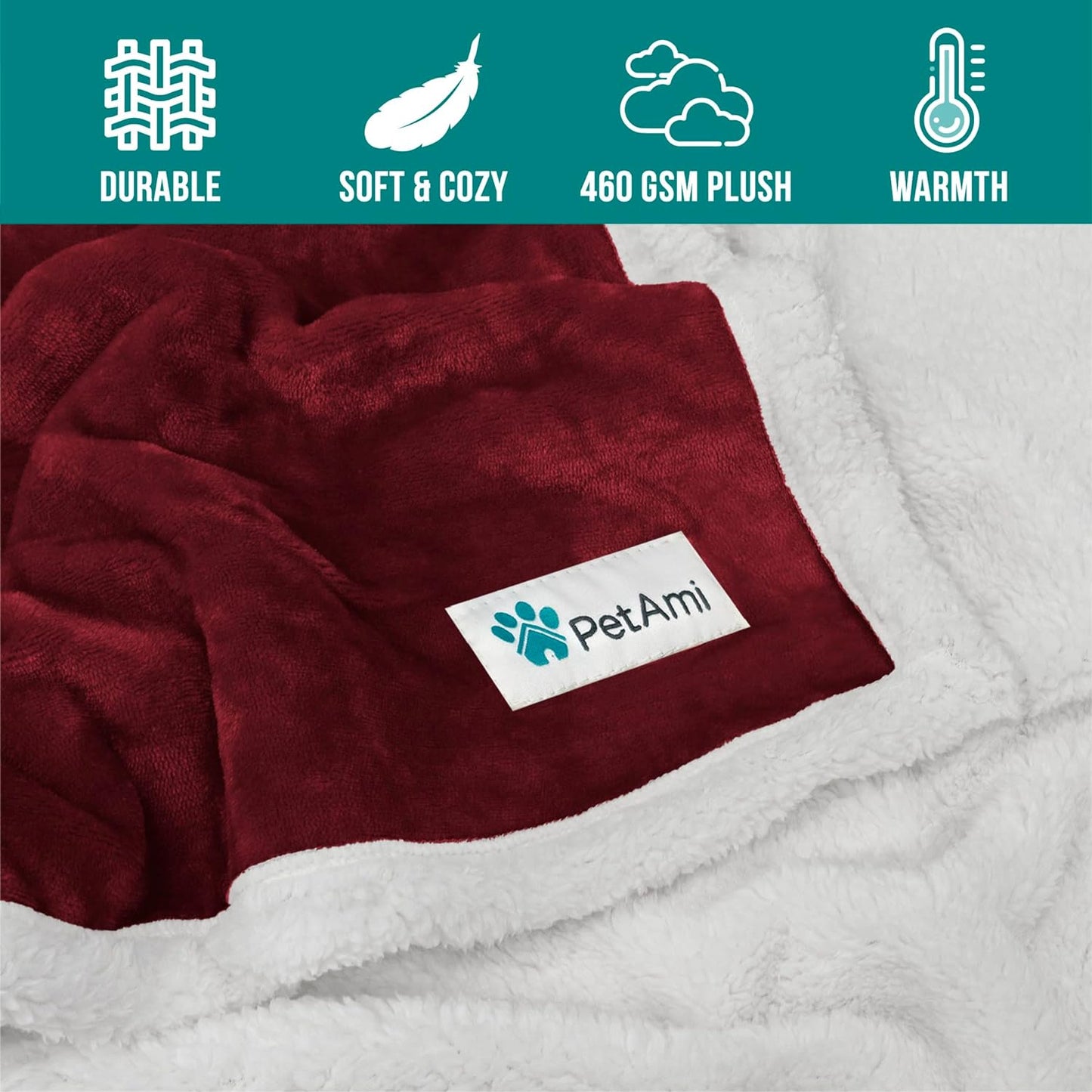 Dog Blanket Small Medium Pet Cat Puppy Kitten, 40X29 Mini, Dark Red