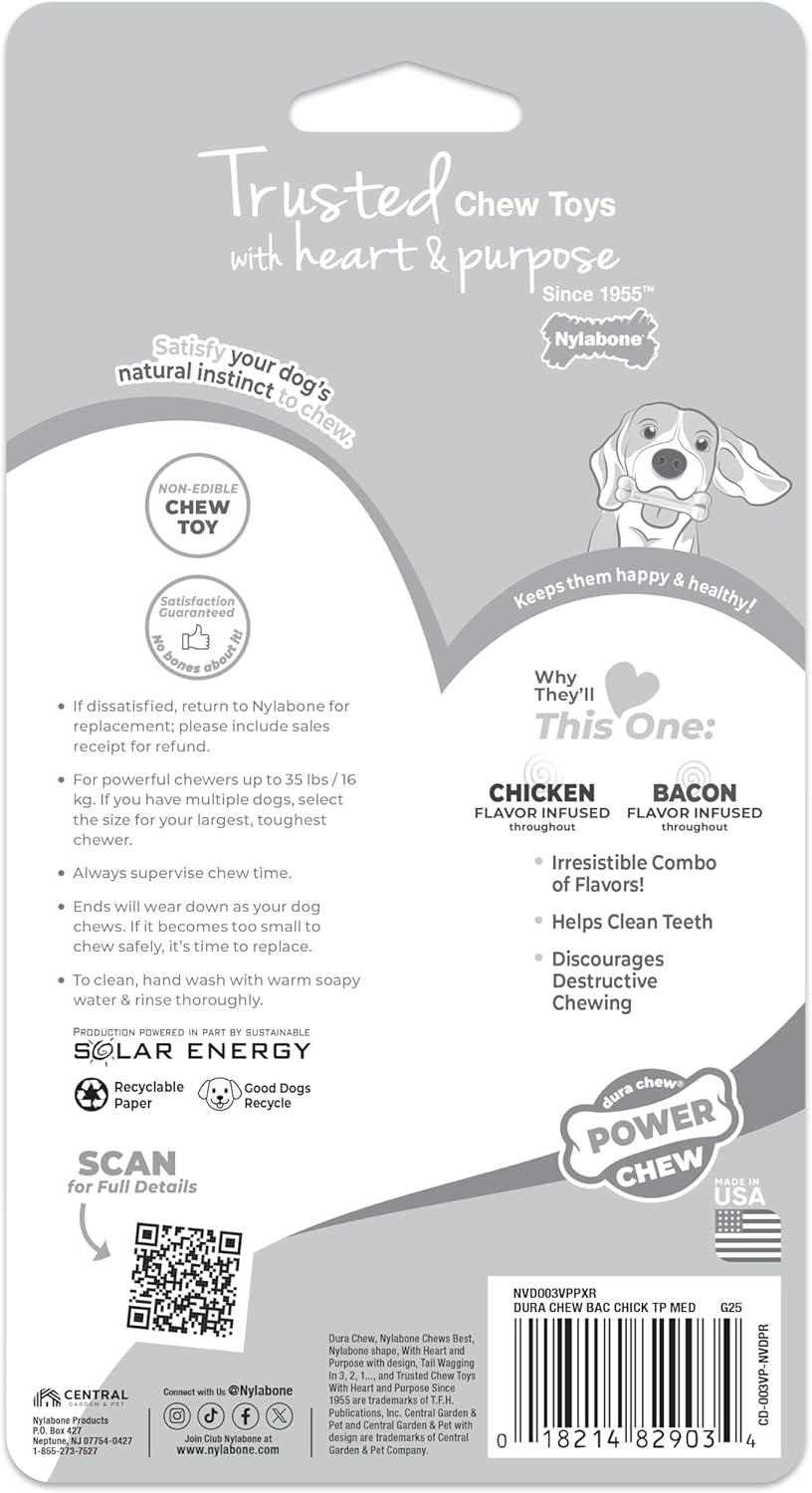 Power Chew Original Bone Dog Chew Toys, Medium, 2 Count