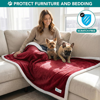 Dog Blanket Small Medium Pet Cat Puppy Kitten, 40X29 Mini, Dark Red