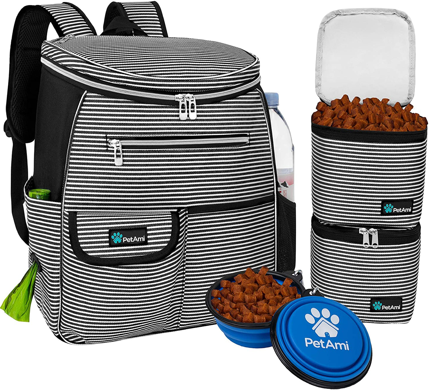 Dog Travel Backpack Airline Approved Pet Supplies Bag, Stripe Black