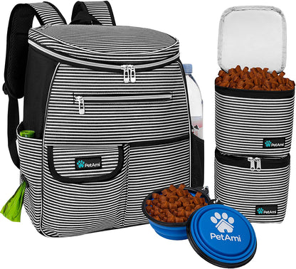 Dog Travel Backpack Airline Approved Pet Supplies Bag, Stripe Black