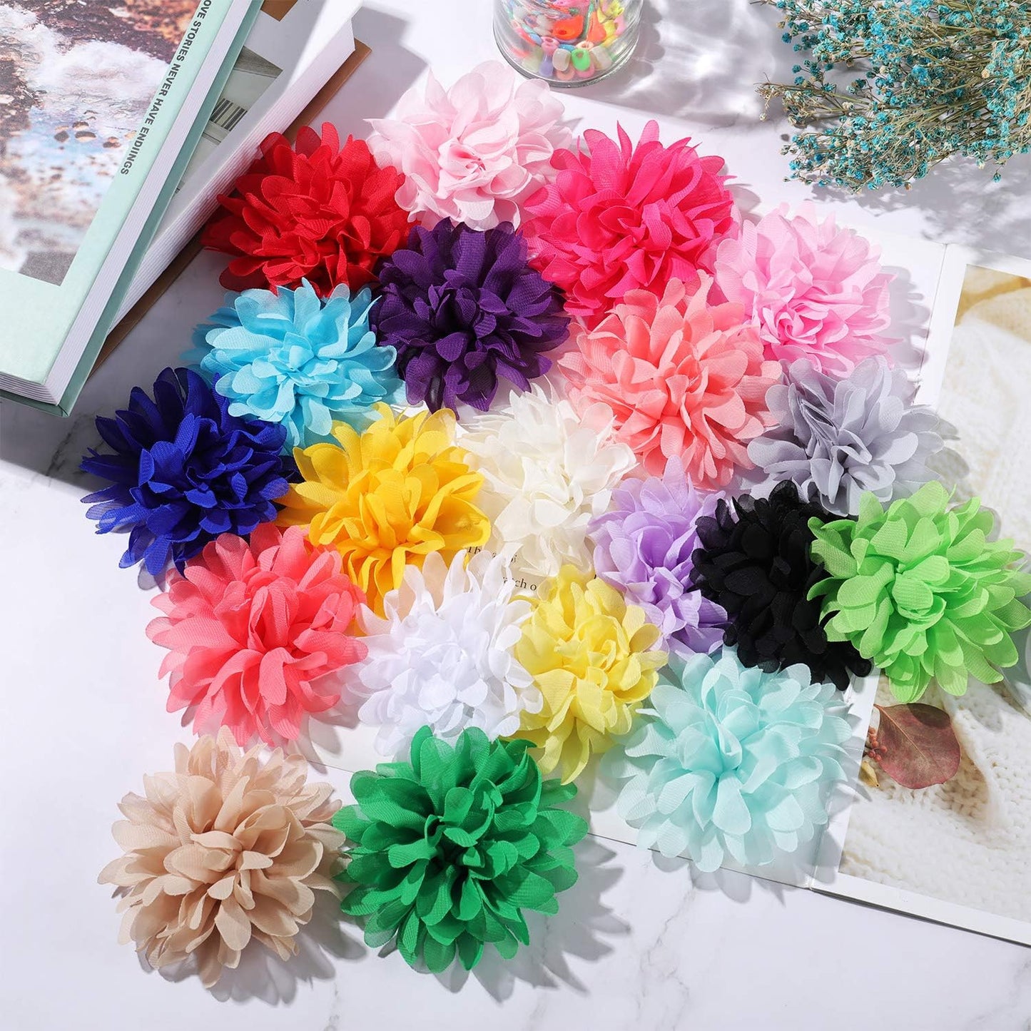 20 Pcs 4 Inch Dog Collar Flowers Bow, Multicolored