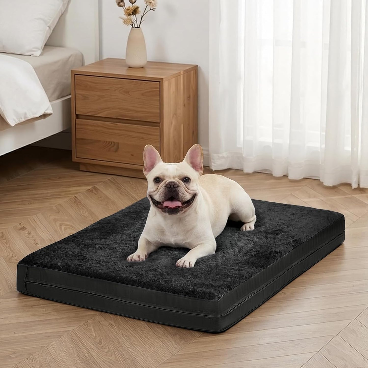 Waterproof Dog Bed for Crate, Washable Reversible Kennel Pads, 23X17, Black