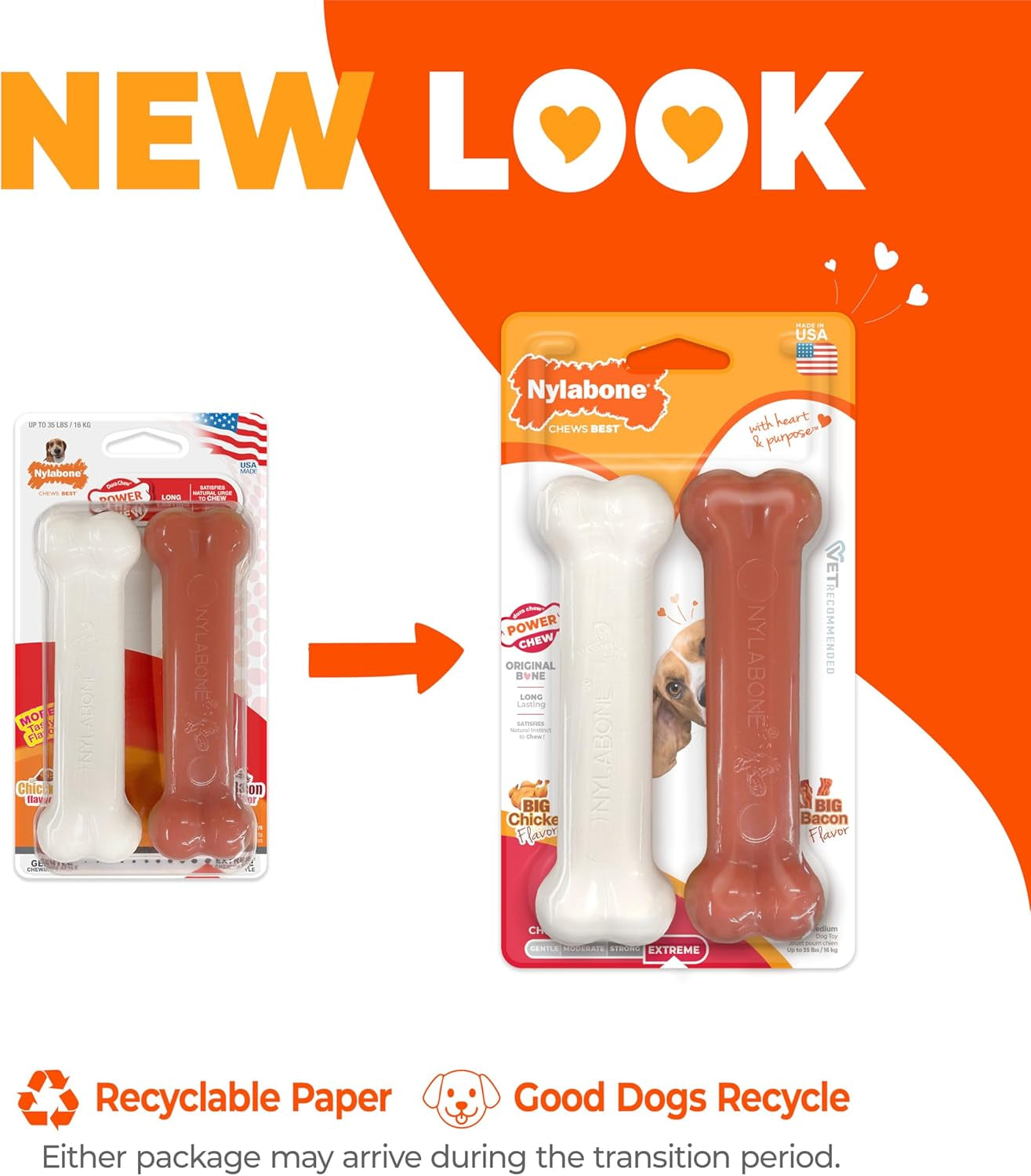 Power Chew Original Bone Dog Chew Toys, Medium, 2 Count