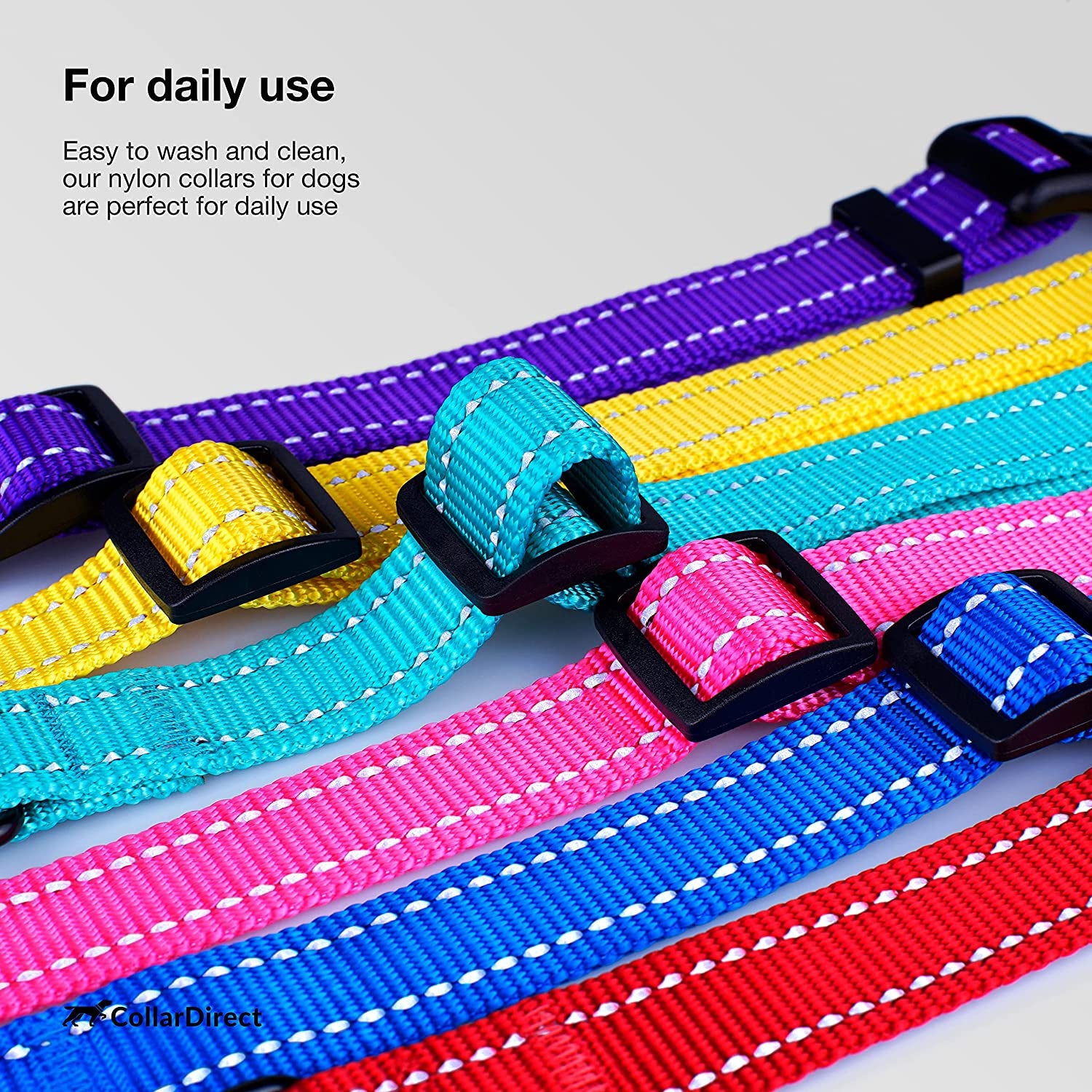 Reflective Dog Collar, Quick-Release Buckle (Black, 7-11 Inch (New)) | Reflective Nylon, Swim-Safe, Quick-Release Buckle, for Small to Large Dogs & Puppies