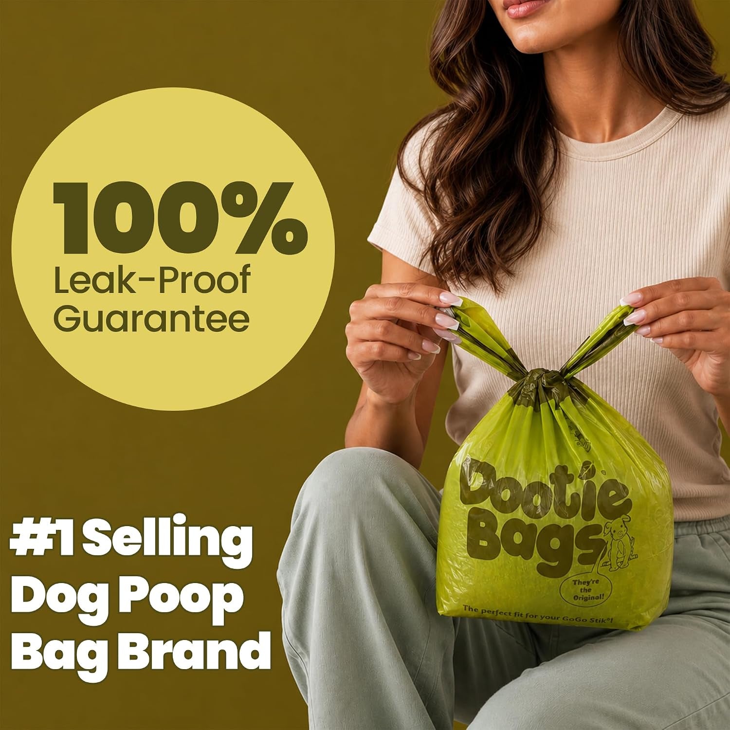 The Original Dootie Bag Is Back! Pooch Approved Large Dootie Bags, Dog Poop Bags. Strong, Leakproof - EZ Tie Handles. Perfect for Dogs & Cat Litter. Pet Waste Cleanup, Swivel Bin &  Scoopers.