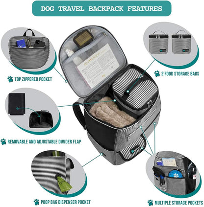Dog Travel Backpack Airline Approved Pet Supplies Bag, Stripe Black
