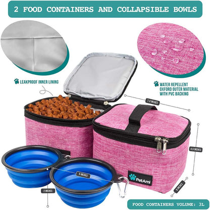 Dog Travel Bag Organizer, Pet Supplies Tote Diaper Bag, Pink Medium