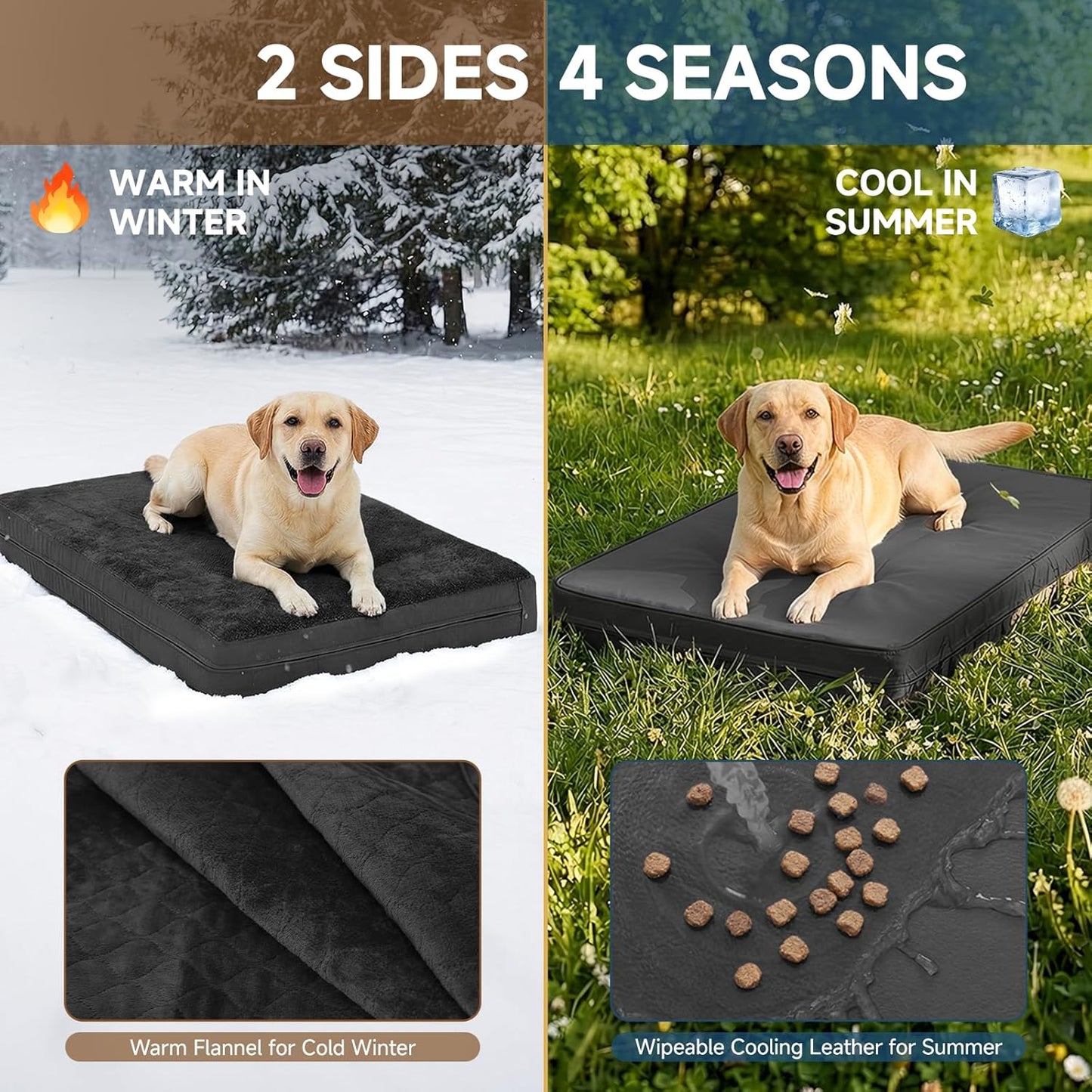 Waterproof Dog Bed for Crate, Washable Reversible Kennel Pads, 23X17, Black
