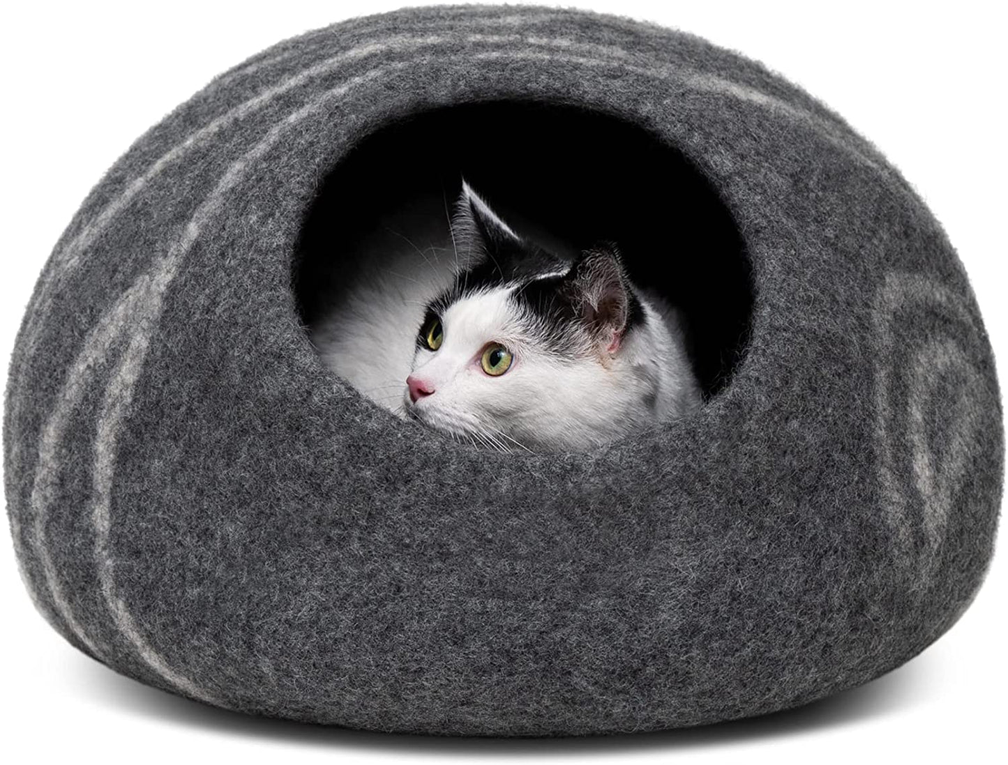 Cat Cave - Merino Wool Bed for Indoor Cats (Dark Gray, Medium)