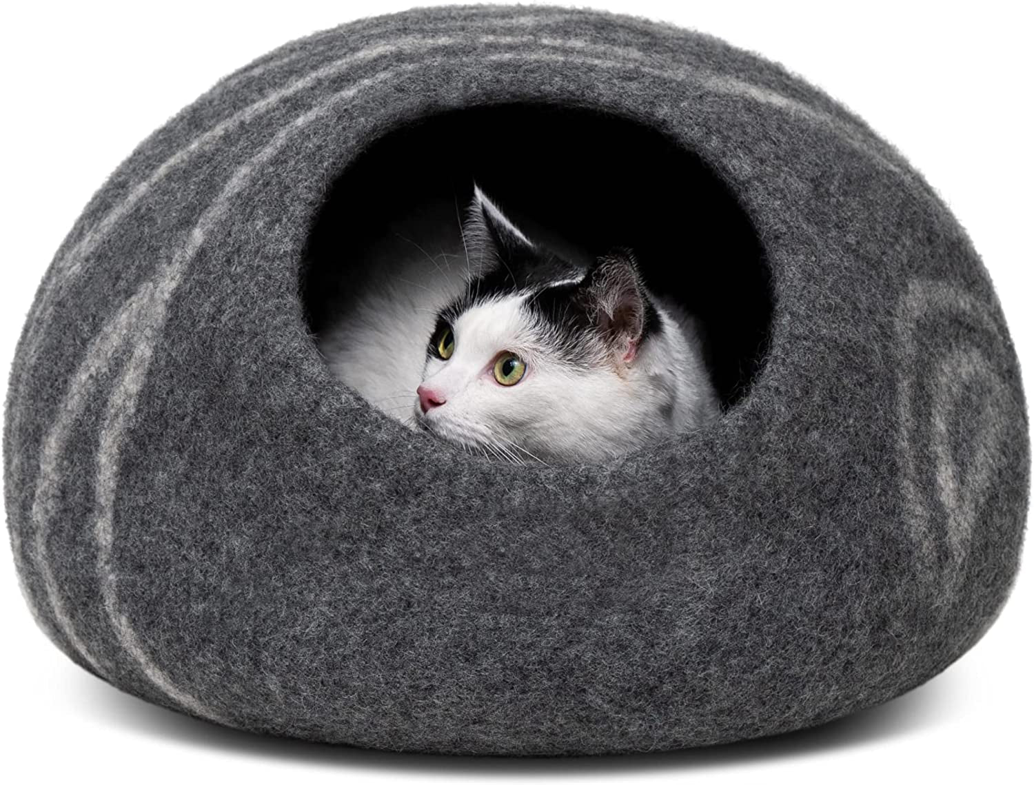 Cat Cave - Merino Wool Bed for Indoor Cats (Dark Gray, Medium)