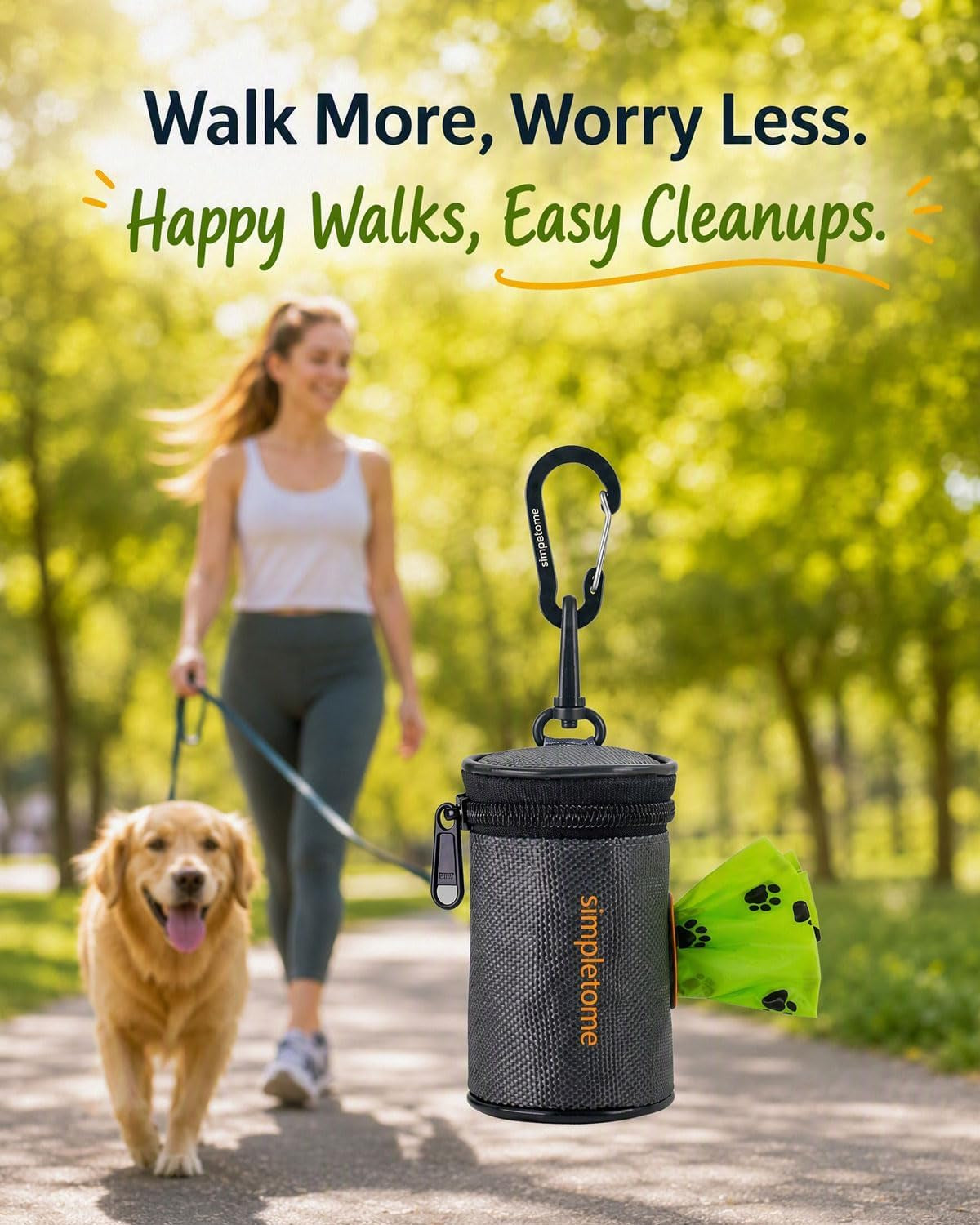 1680D Oxford Dog Poop Bag Holder with Clip for Leash or Belt, Dark Gray