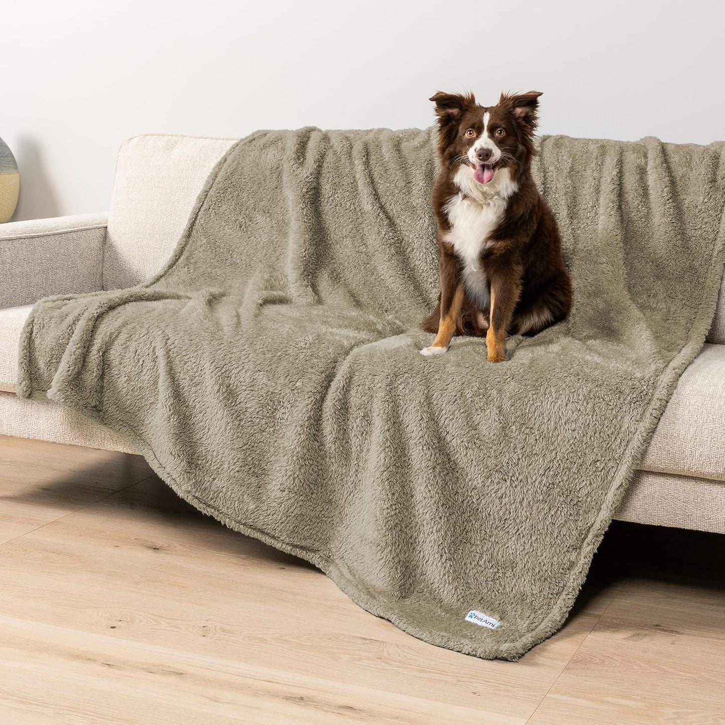 Fluffy Sherpa Waterproof Dog Blanket for Large Pet Cat, 60X80, Taupe