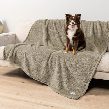 Fluffy Sherpa Waterproof Dog Blanket for Large Pet Cat, 60X80, Taupe