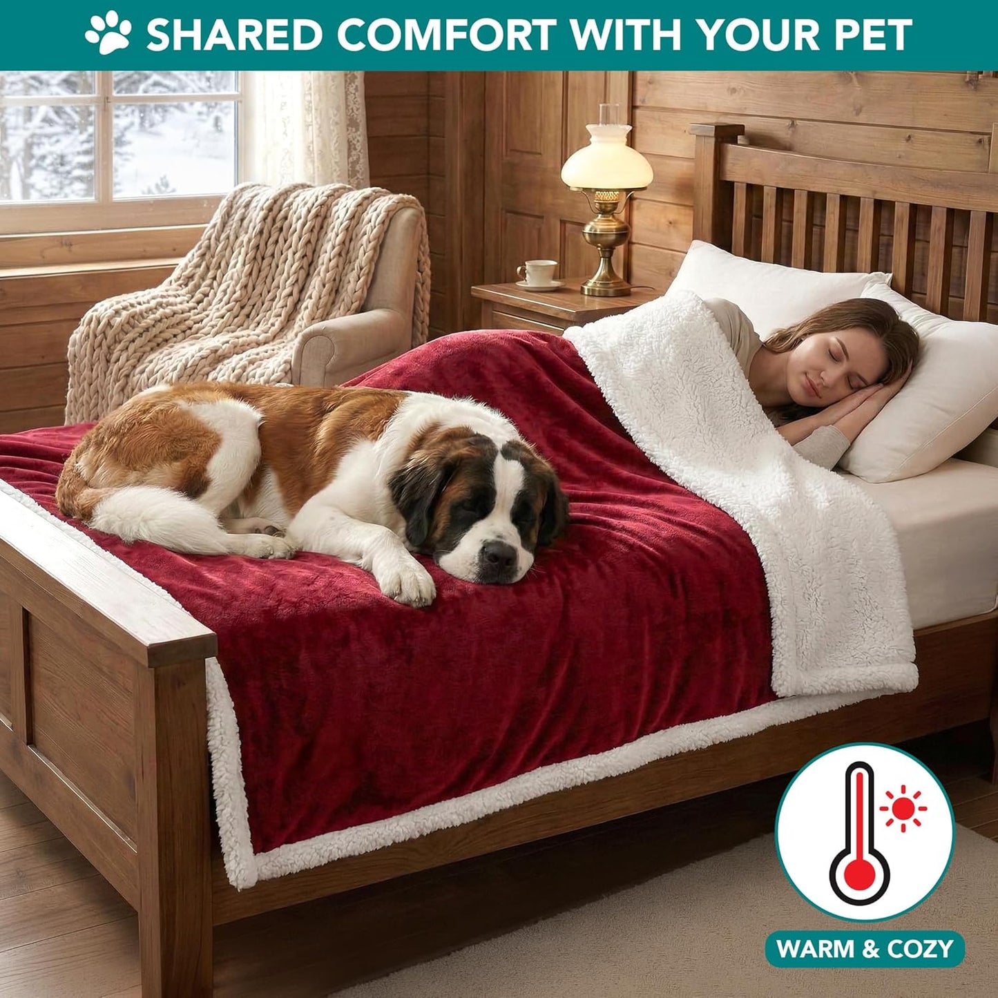 Dog Blanket Small Medium Pet Cat Puppy Kitten, 40X29 Mini, Dark Red