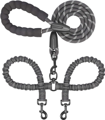 Double Dog Leash, 360° Swivel, No Tangle, Large, 25-150 Lbs, Black
