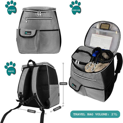 Dog Travel Backpack Airline Approved Pet Supplies Bag, Stripe Black