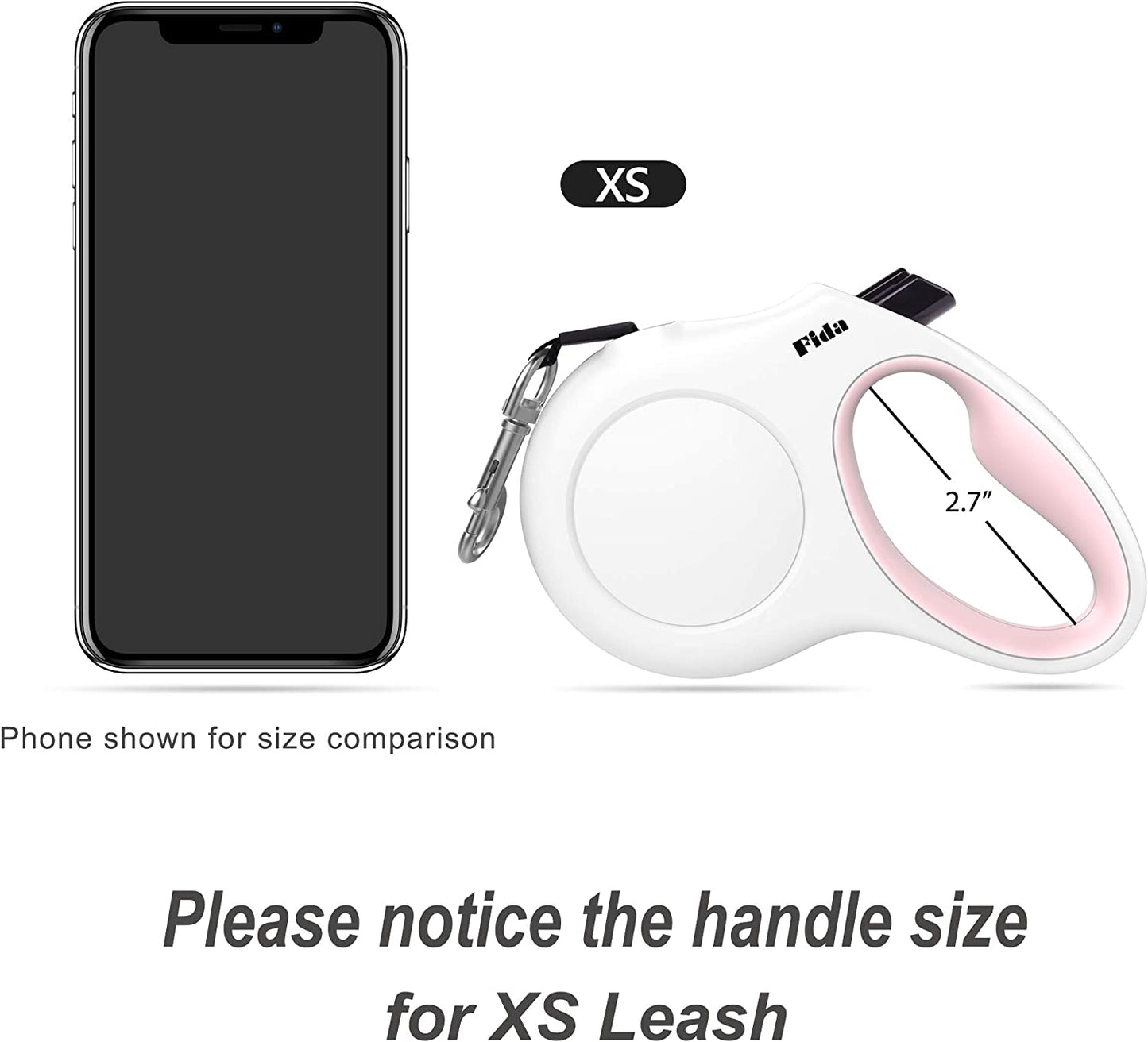Retractable Dog Leash with Dispenser and Poop Bags, 10Ft, White & Pink