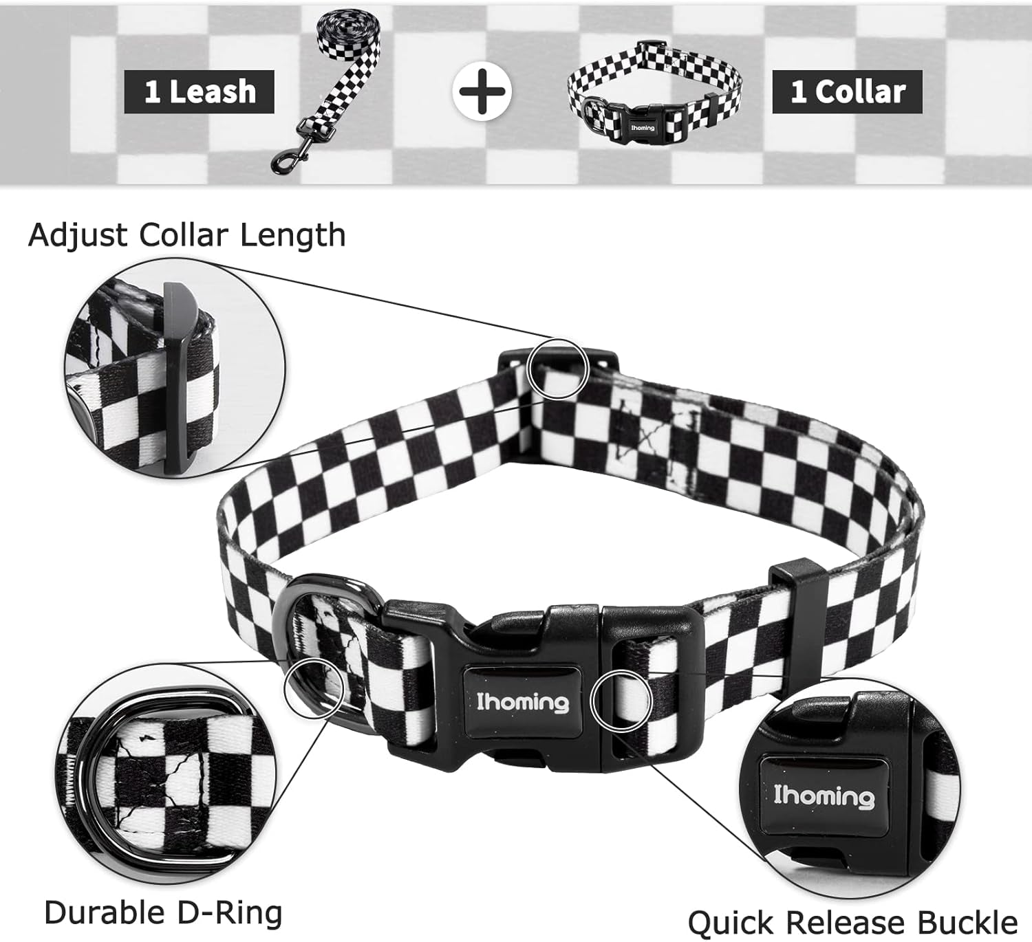 Dog Collar and Leash Set for Large Dogs, up to 80 Lbs
