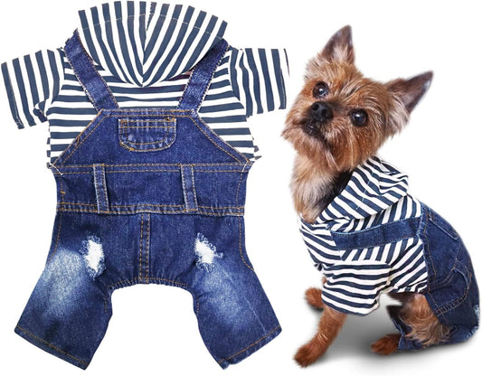Dogs Denim Jumpsuit Jeans Hoodies Coat Small Medium Pet Classic Jacket