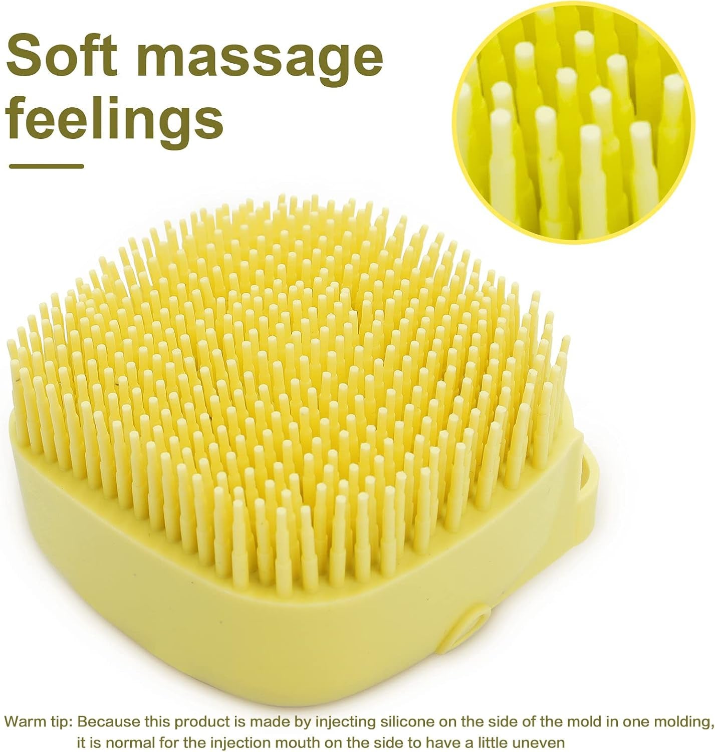 Pet Bath Brush Dog Shampoo Dispenser Dog Bath Brush Scrubber (Yellow)
