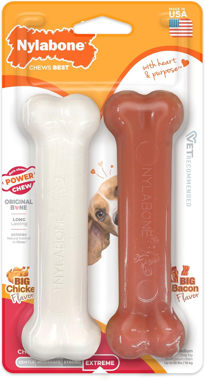 Power Chew Original Bone Dog Chew Toys, Medium, 2 Count