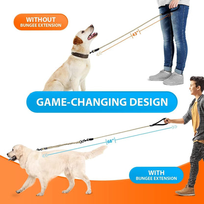 - Heavy Duty Bungee Rope Leash for Large and Medium Dogs - No Pull, Shock Absorber Long Dog Training Lead - No Slip Reflective Line for outside (5.5 Ft Bungee Leash)