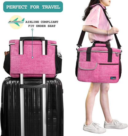Dog Travel Bag Organizer, Pet Supplies Tote Diaper Bag, Pink Medium
