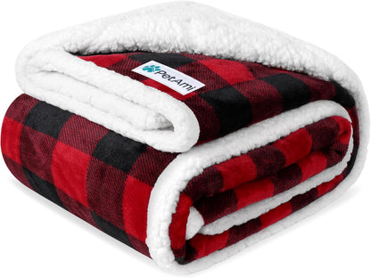 Waterproof Dog Blanket for Large Dog Cat Pet, 60X80, Black Red | 460 GSM Sherpa Fleece Reversible, Pee Proof, Furniture Protector Cover for Couch Sofa Bed Kennel, Washable, Extra Large