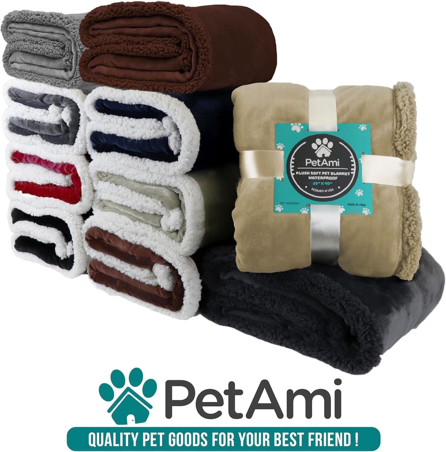 Waterproof Dog Blanket for Large Dog Cat Pet, 60X80, Black Red | 460 GSM Sherpa Fleece Reversible, Pee Proof, Furniture Protector Cover for Couch Sofa Bed Kennel, Washable, Extra Large