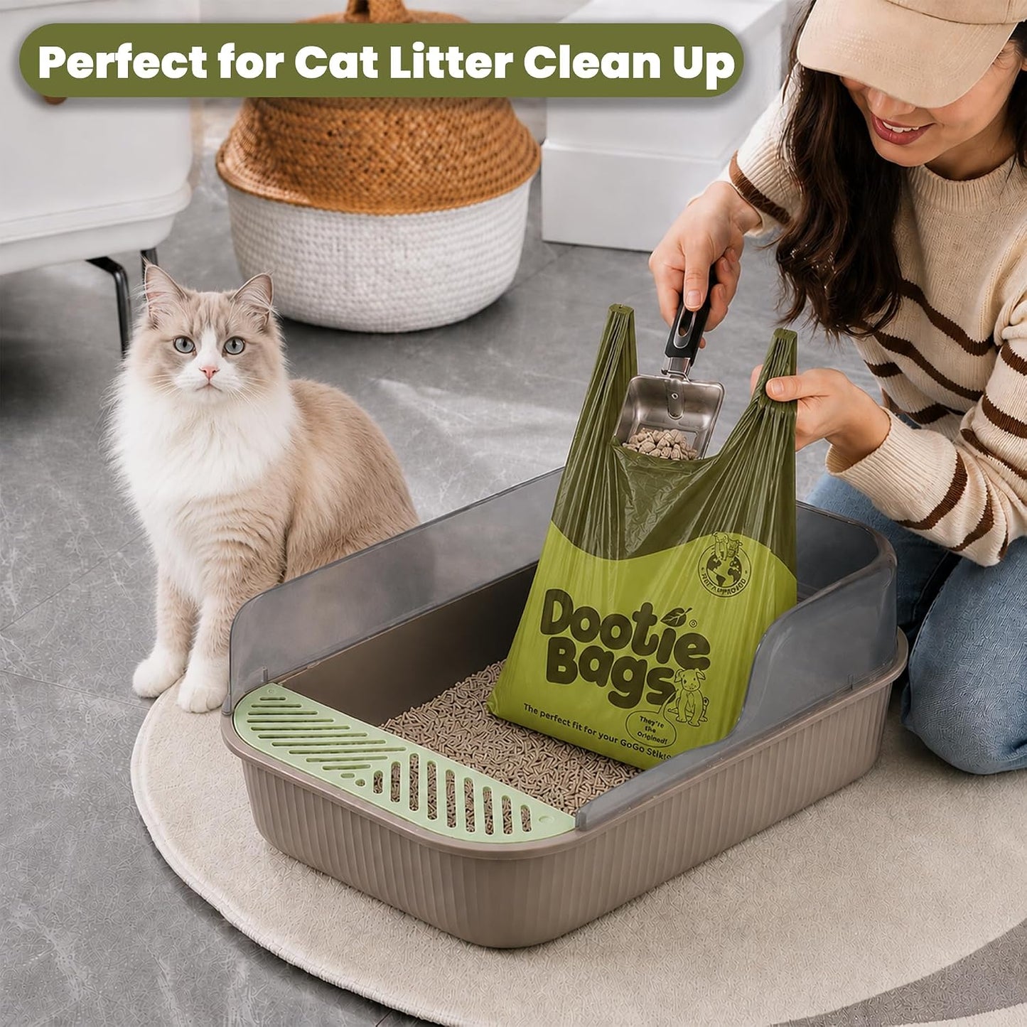 The Original Dootie Bag Is Back! Pooch Approved Large Dootie Bags, Dog Poop Bags. Strong, Leakproof - EZ Tie Handles. Perfect for Dogs & Cat Litter. Pet Waste Cleanup, Swivel Bin &  Scoopers.