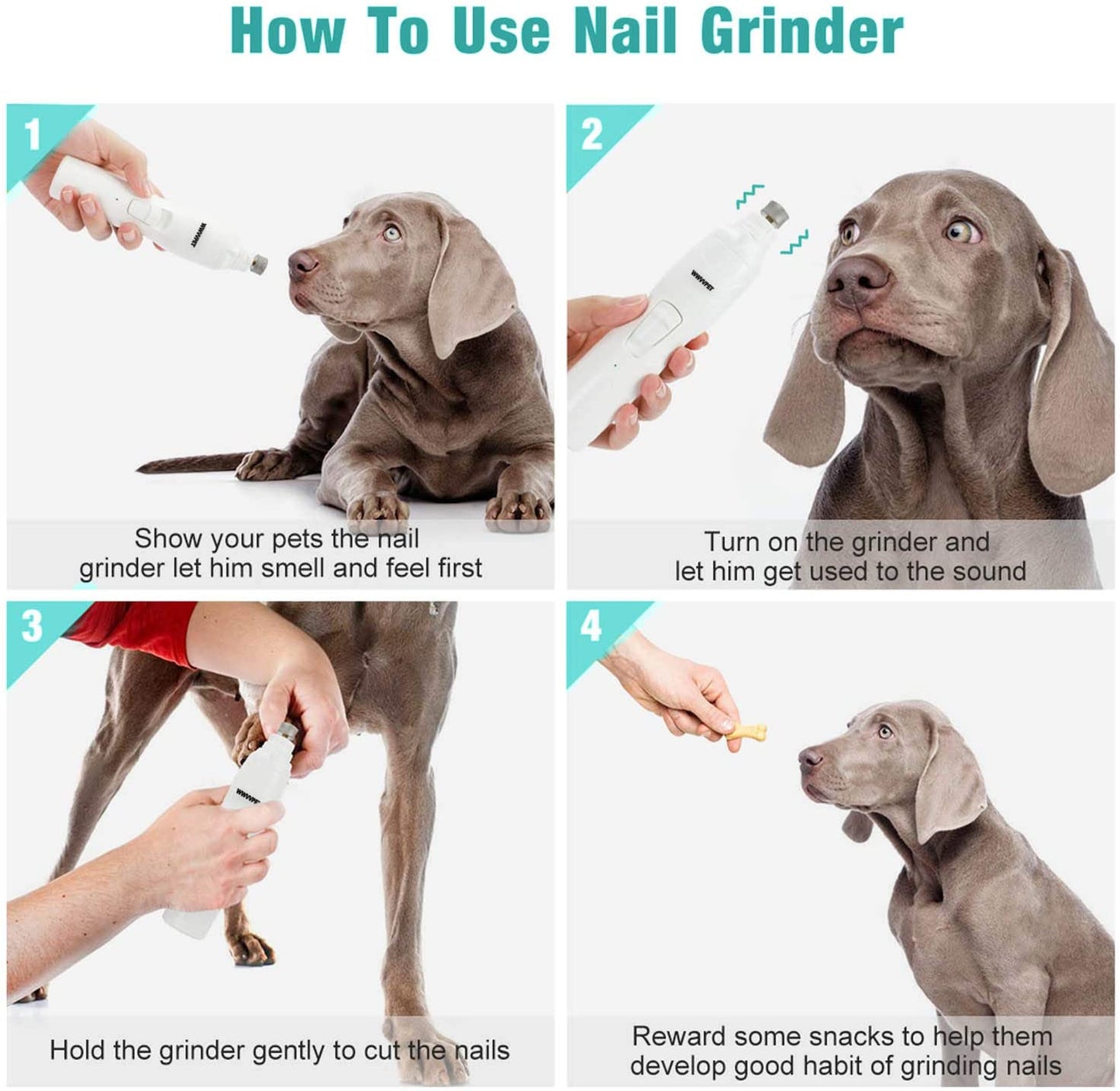 Pet Nail Grinder with LED Light & 2 Grinding Heads, 2-Speed Low Noise