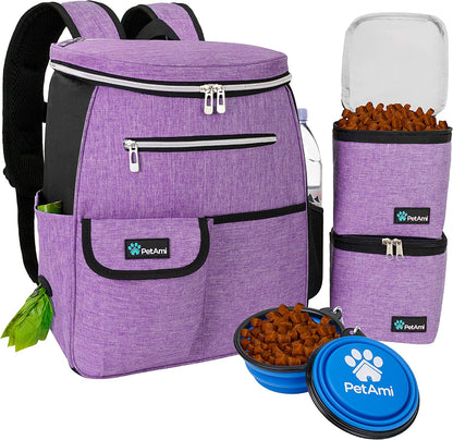 Dog Travel Backpack 27L Airline Approved Pet Supplies Bag, Purple