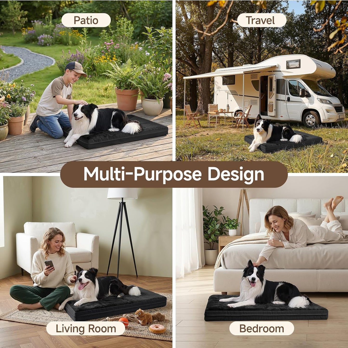 Waterproof Dog Bed for Crate, Washable Reversible Kennel Pads, 23X17, Black