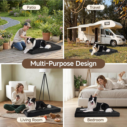 Waterproof Dog Bed for Crate, Washable Reversible Kennel Pads, 23X17, Black