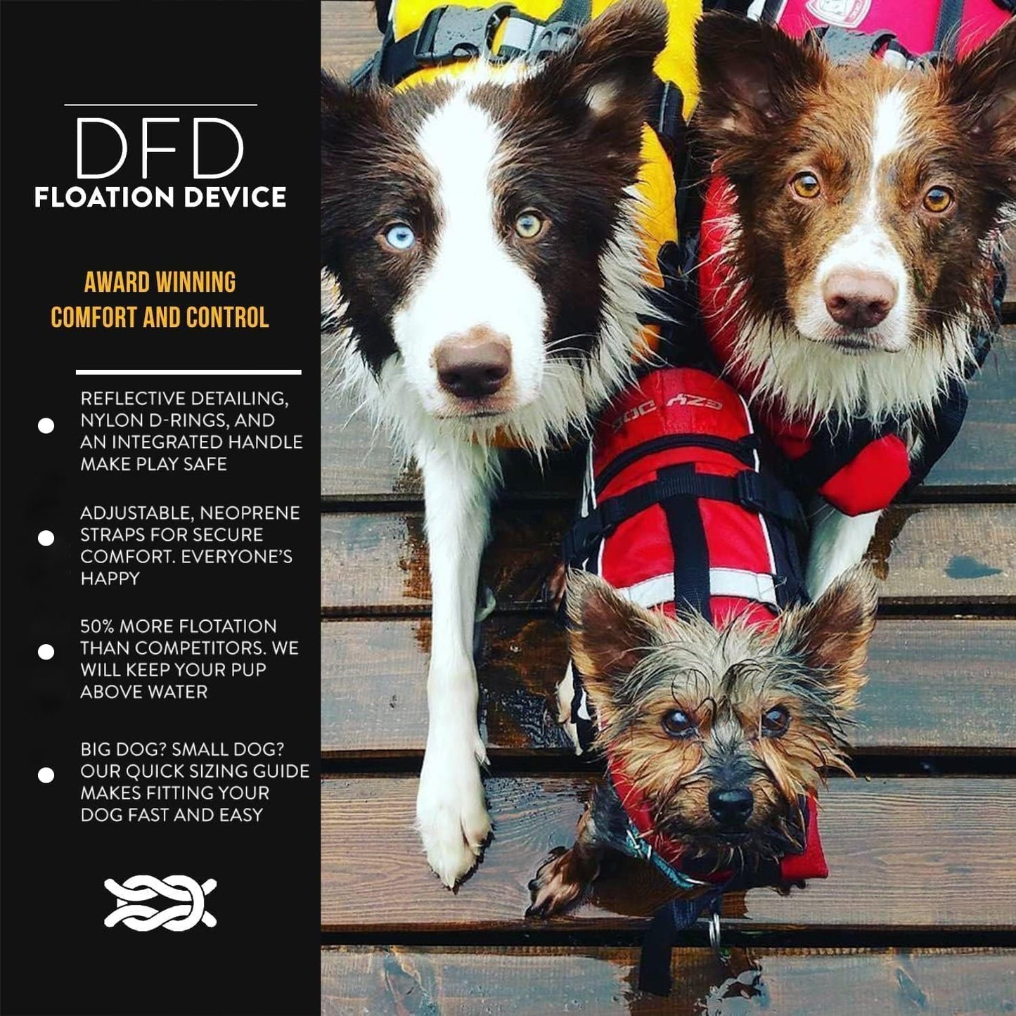DFD Dog Life Jacket, Dog Life Vest for Swimming - X-Small, Red