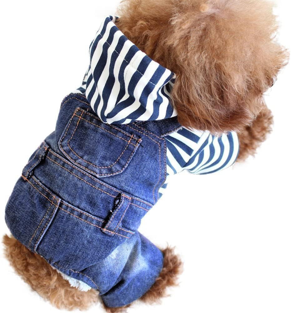 Dogs Denim Jumpsuit Jeans Hoodies Coat Small Medium Pet Classic Jacket