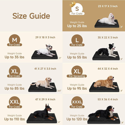 Waterproof Dog Bed for Crate, Washable Reversible Kennel Pads, 23X17, Black