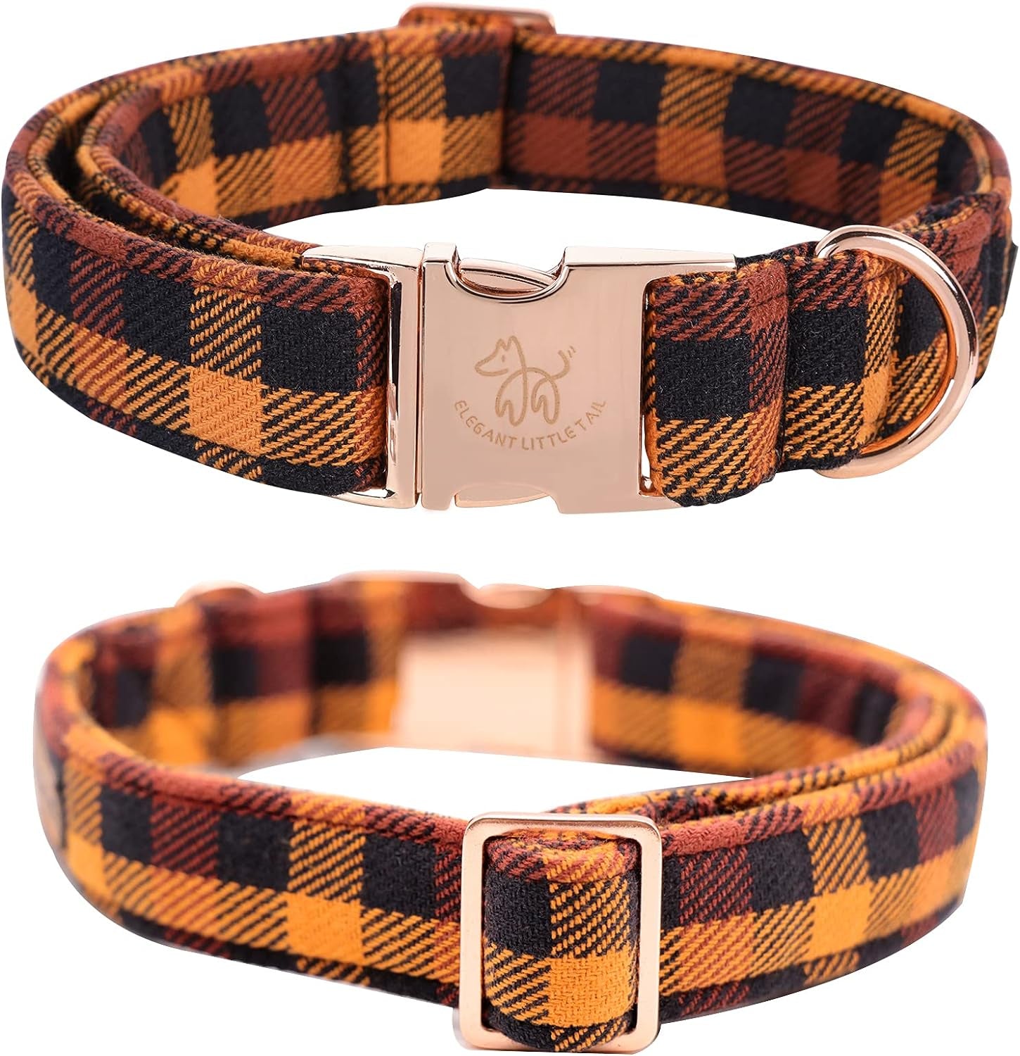 Fall Dog Collar with Bow, Black and Orange Print Fall Pet Collars Small