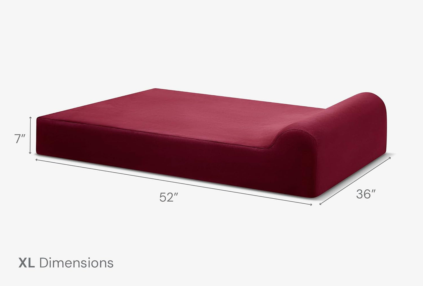 7" Pillow Top Orthopedic Dog Bed - XL Size - 52 X 36 X 7 - Burgundy - for Large and Extra Large Breed Dogs (Headrest Edition)