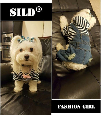 Dogs Denim Jumpsuit Jeans Hoodies Coat Small Medium Pet Classic Jacket