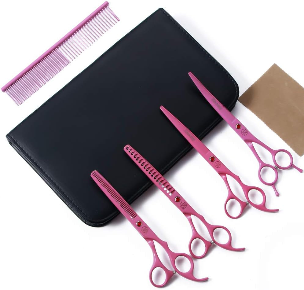 7" Professional Dog Grooming Scissors Set of 5 with Pet Comb & Bag