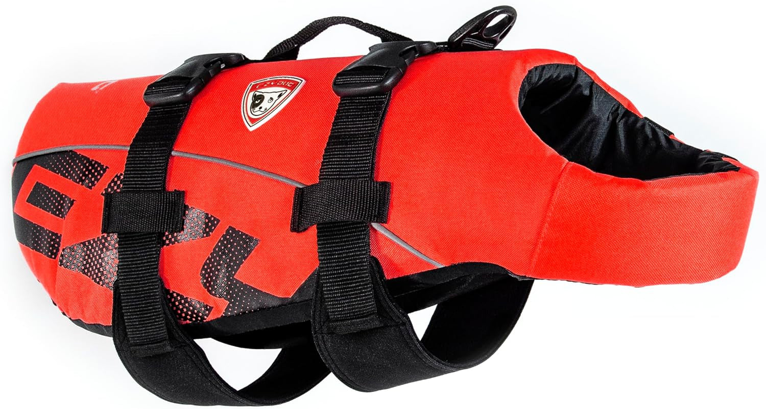 DFD Dog Life Jacket, Dog Life Vest for Swimming - X-Small, Red
